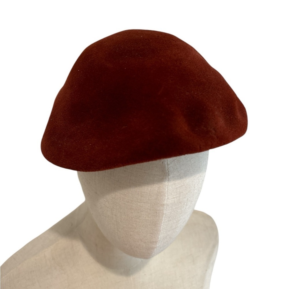 30s COPPER VELVETY SKULL CAP W BOW BACK ANTIQUE RETRO VIBE BY KATZ 6"W X 8"L